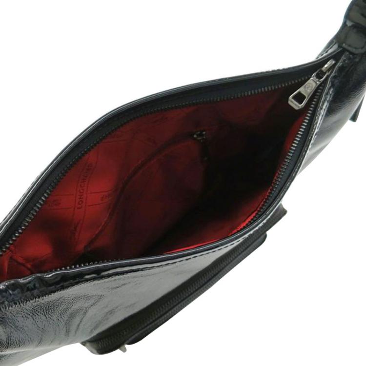 مملوكة مسبقًا Longchamp Black Patent Leather Legende Verni Crossbody Bag