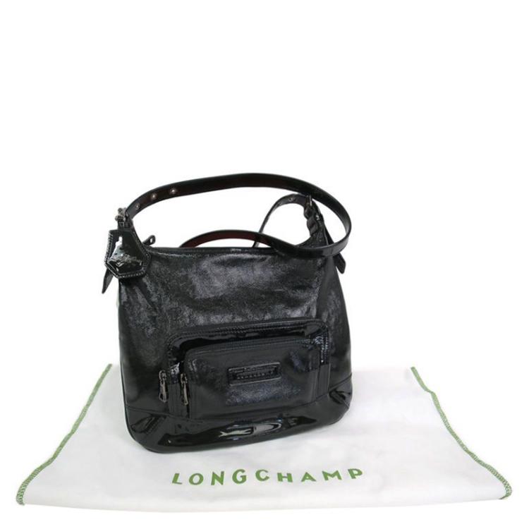 مملوكة مسبقًا Longchamp Black Patent Leather Legende Verni Crossbody Bag