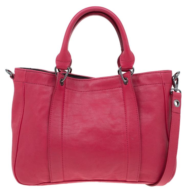 Pre Owned Longchamp Red Leather Small 3D Tote