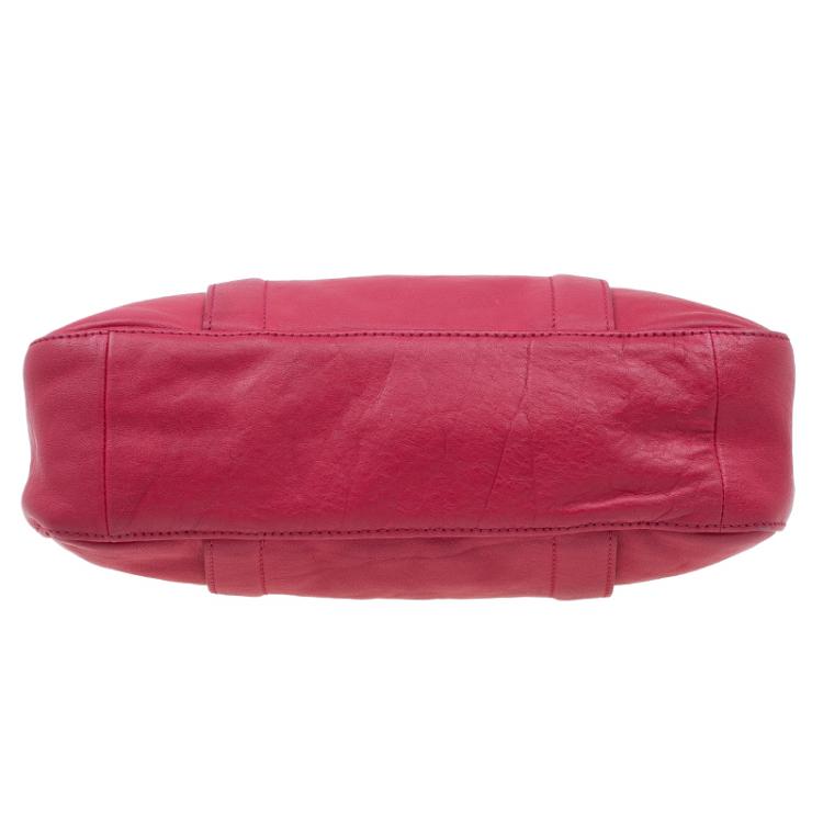 Pre Owned Longchamp Red Leather Small 3D Tote