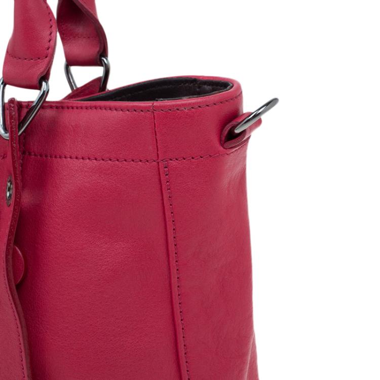 Pre Owned Longchamp Red Leather Small 3D Tote