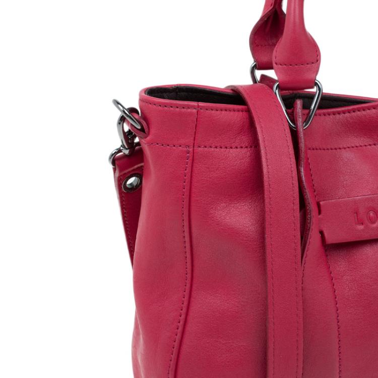 Pre Owned Longchamp Red Leather Small 3D Tote