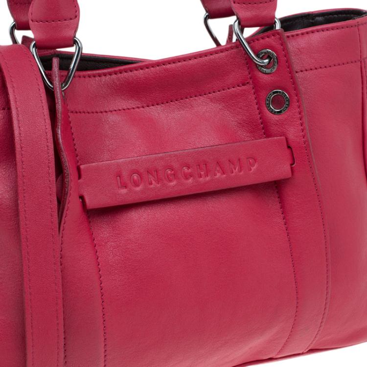 Pre Owned Longchamp Red Leather Small 3D Tote