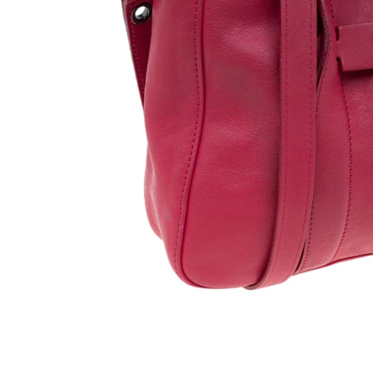 Pre Owned Longchamp Red Leather Small 3D Tote
