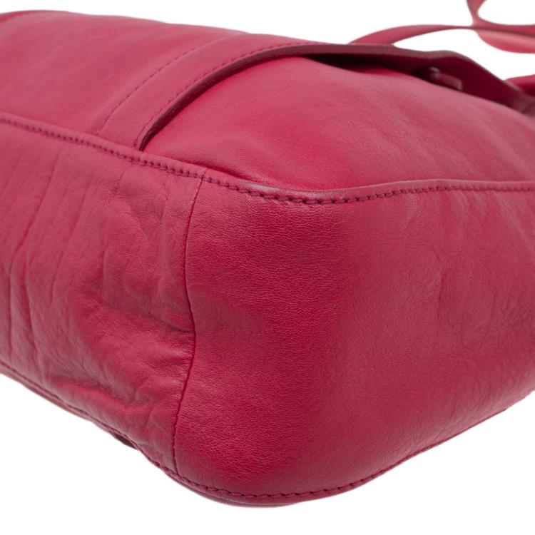 Pre Owned Longchamp Red Leather Small 3D Tote