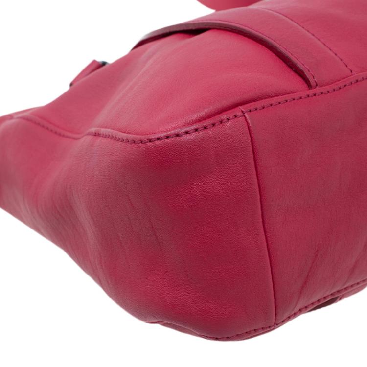Pre Owned Longchamp Red Leather Small 3D Tote