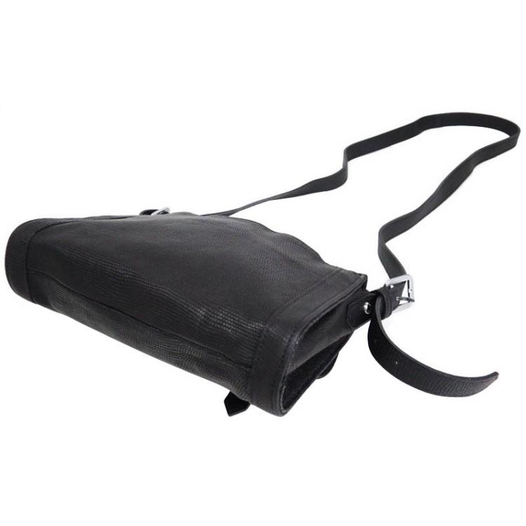 Pre Owned Longchamp Black Textured Leather Crossbody bag