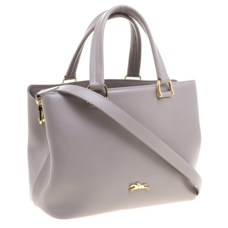 Pre Owned Longchamp Grey Leather Honore Tote