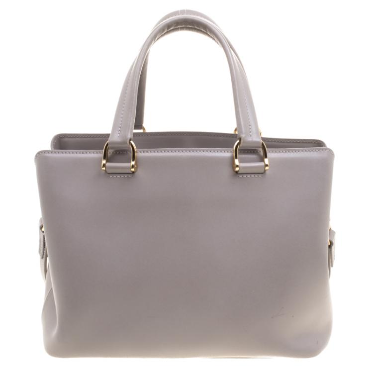 Pre Owned Longchamp Grey Leather Honore Tote