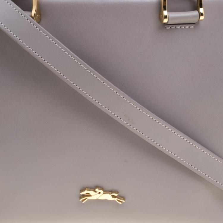 Pre Owned Longchamp Grey Leather Honore Tote