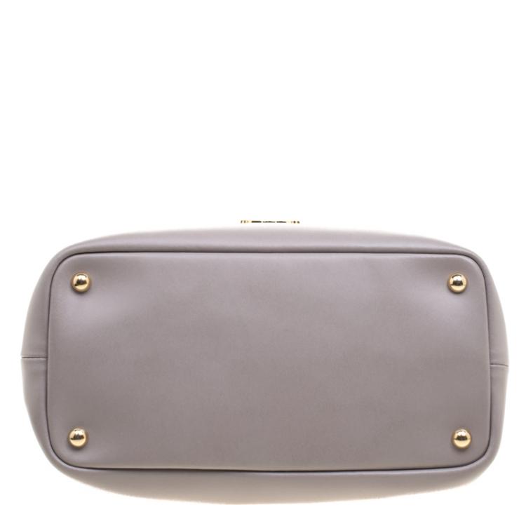 Pre Owned Longchamp Grey Leather Honore Tote