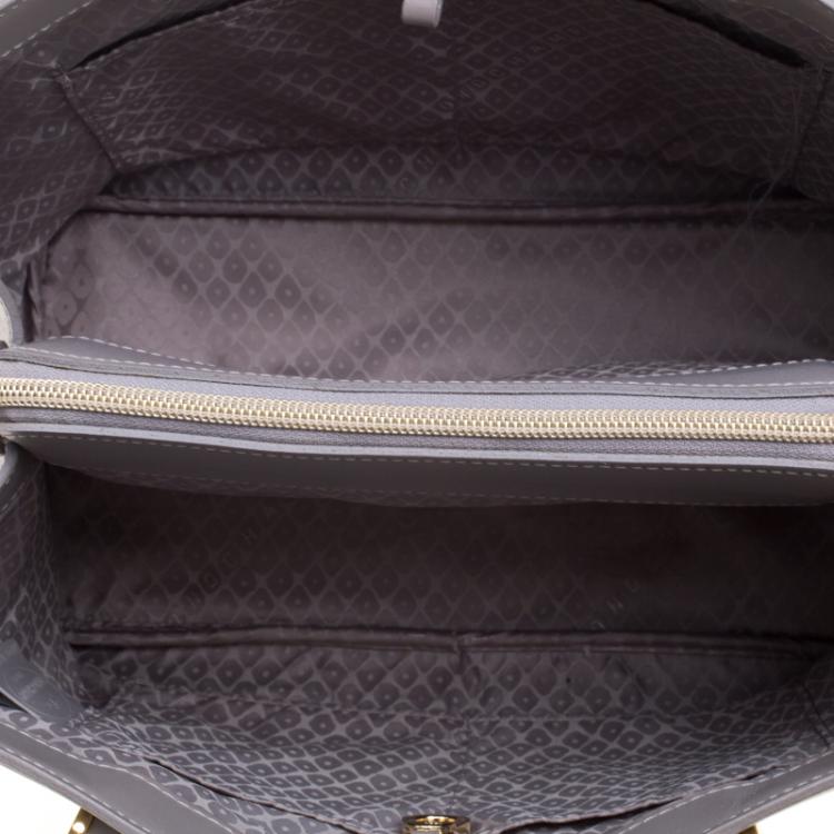 Pre Owned Longchamp Grey Leather Honore Tote