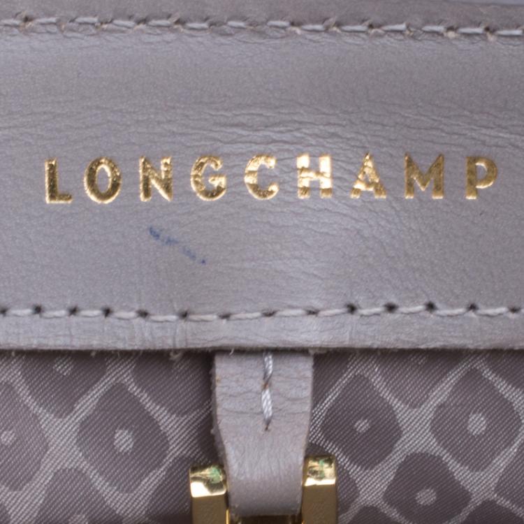Pre Owned Longchamp Grey Leather Honore Tote