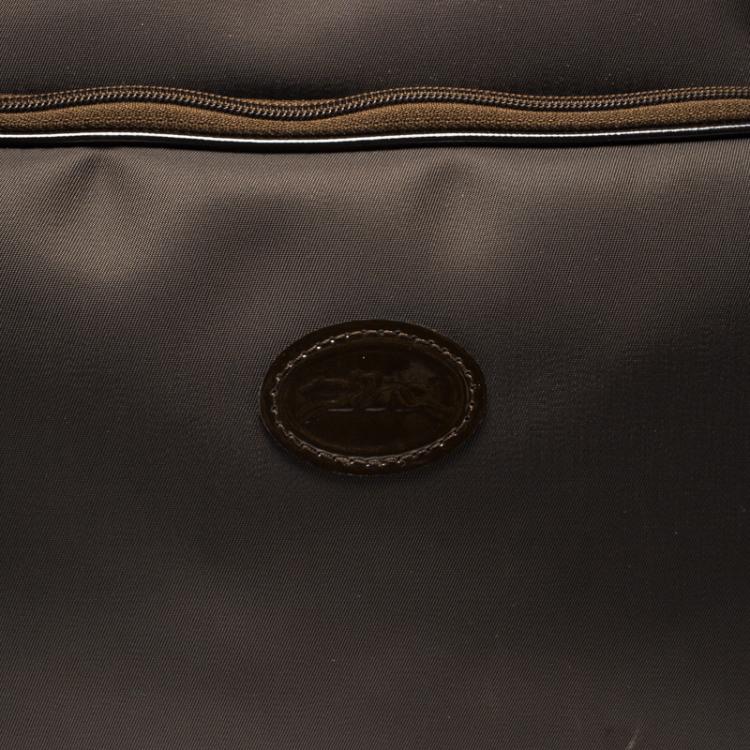 Pre Owned Longchamp Dark Brown Nylon Travel Bag