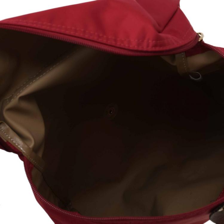 Pre Owned Longchamp Red Nylon Le Pliage Backpack