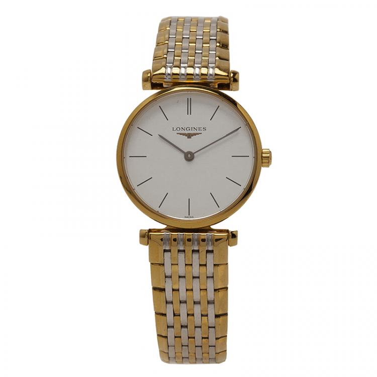 Pre Owned Longines White Gold-Plated Stainless Steel La Grande Classique Women's Wristwatch 24MM