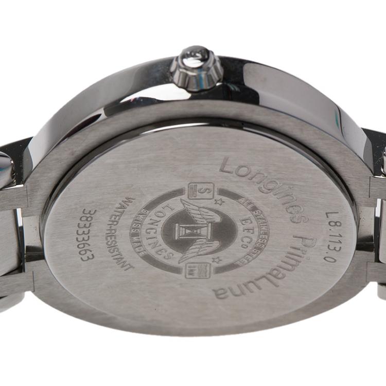 Pre Owned Longines Silver Stainless Steel & Diamonds PrimaLuna Women's Wristwatch 30MM