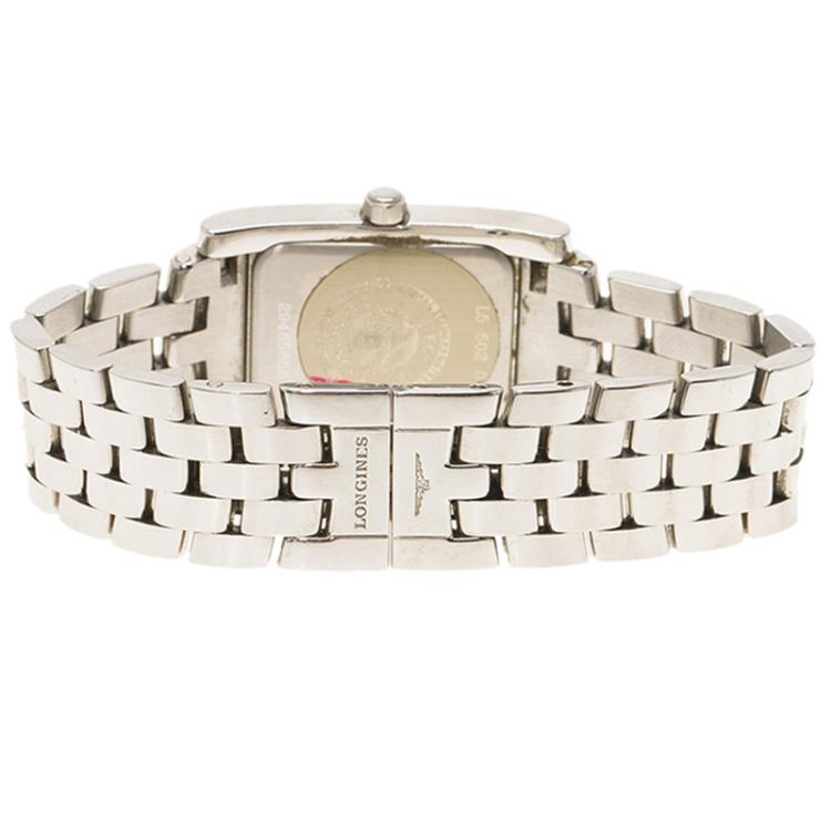 مملوكة مسبقًا Longines White Stainless Steel Diamonds Dolce Vita Women's Wristwatch 22MM