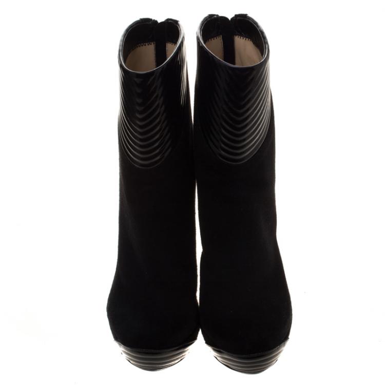 Pre Owned Loriblu Black Suede Platform Ankle Boots Size 37