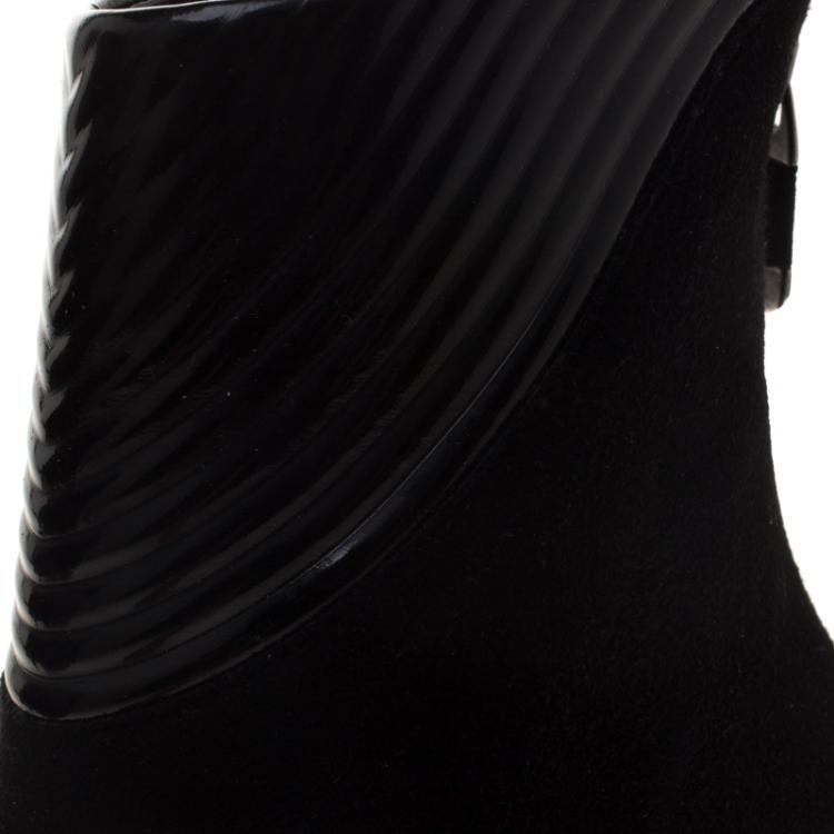 Pre Owned Loriblu Black Suede Platform Ankle Boots Size 37
