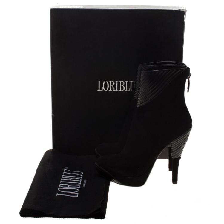 Pre Owned Loriblu Black Suede Platform Ankle Boots Size 37