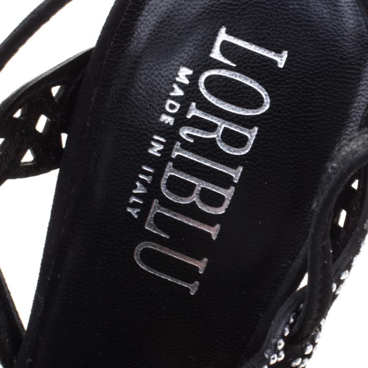 Pre Owned Loriblu Black Studded Suede Sandals Size 39
