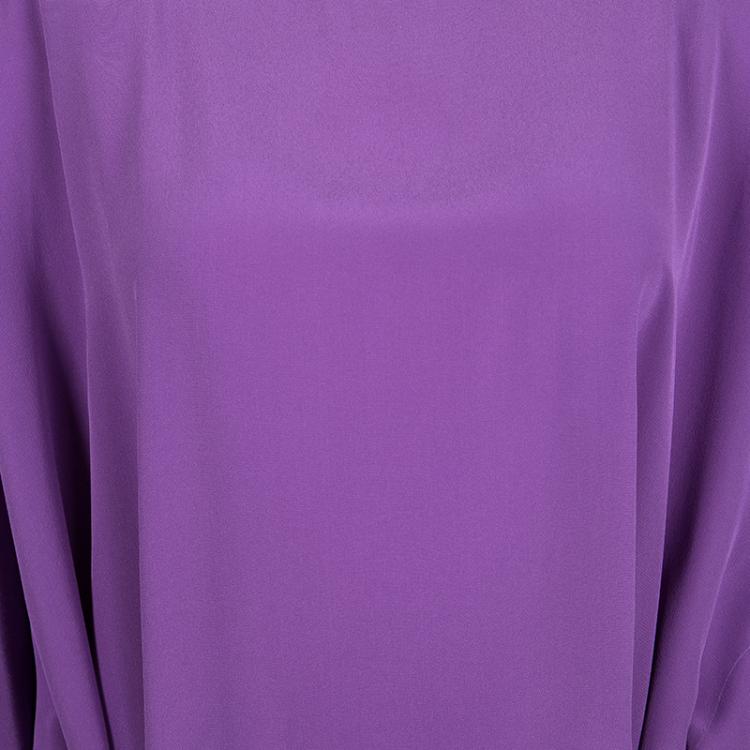 Pre Owned Loro Piana Purple Kissy Silk Leather Trim Oversized Kaftan Tunic S