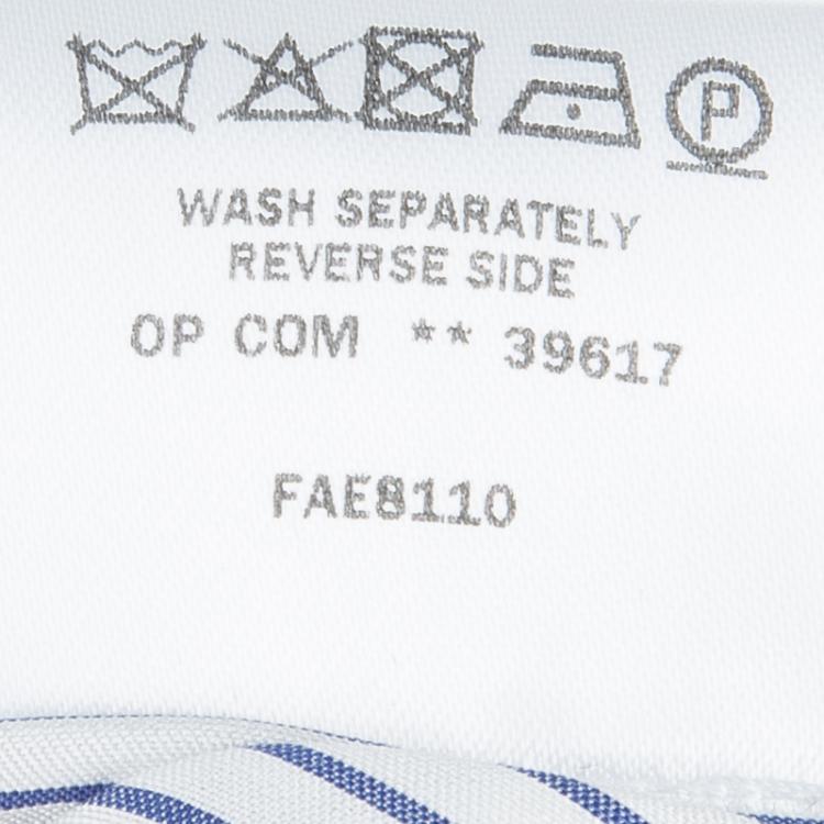 مملوك�ة مسبقًا Loro Piana Off-White Striped Mandarin Collar Long Sleeve Silk Shirt S
