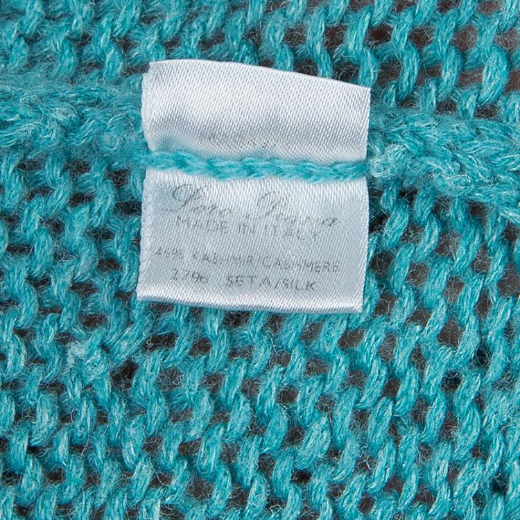 Pre Owned Loro Piana Turquoise Blue Zip Front Cardigan S