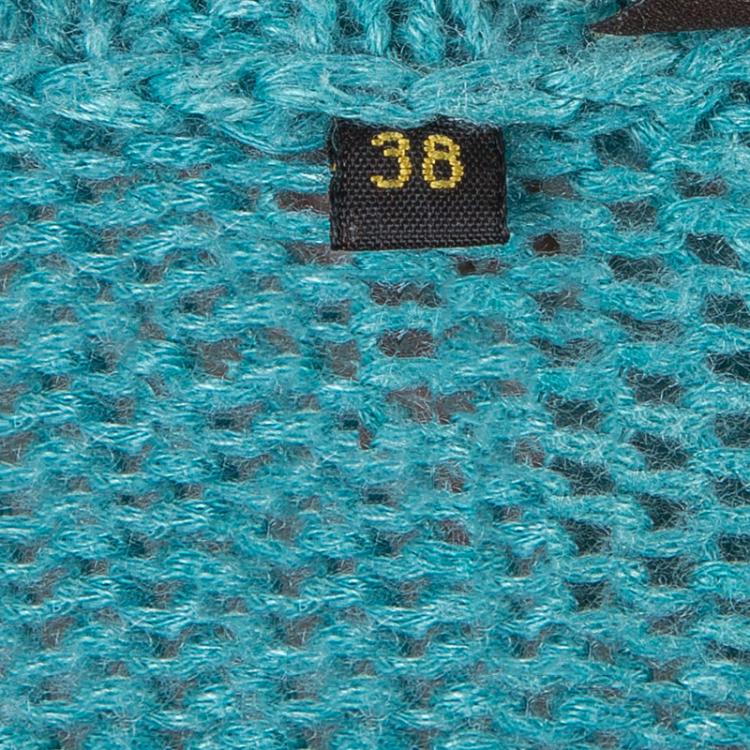 Pre Owned Loro Piana Turquoise Blue Zip Front Cardigan S
