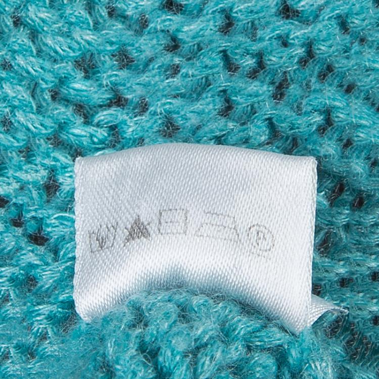 Pre Owned Loro Piana Turquoise Blue Zip Front Cardigan S