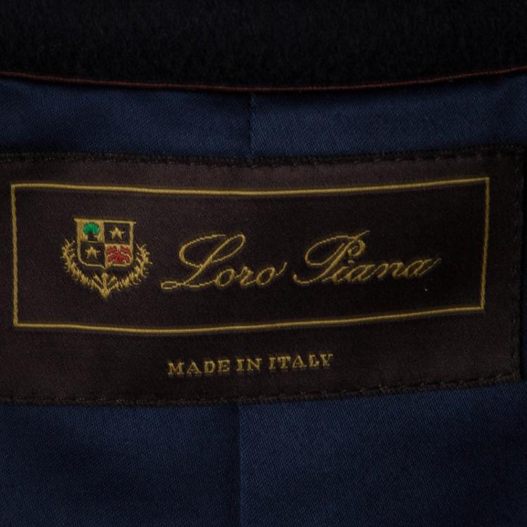 Pre Owned Loro Piana Navy Blue Cashmere Storm System Overcoat S