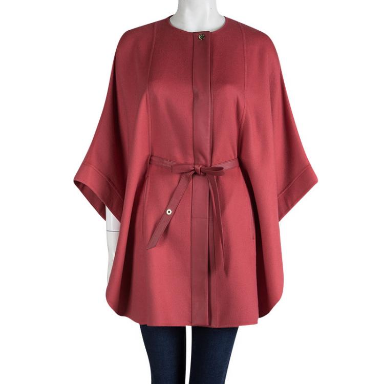Pre Owned Loro Piana Red Cashmere Belted Coat M