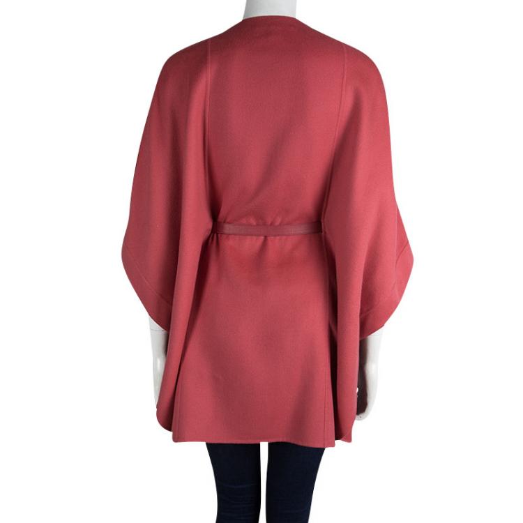 Pre Owned Loro Piana Red Cashmere Belted Coat M