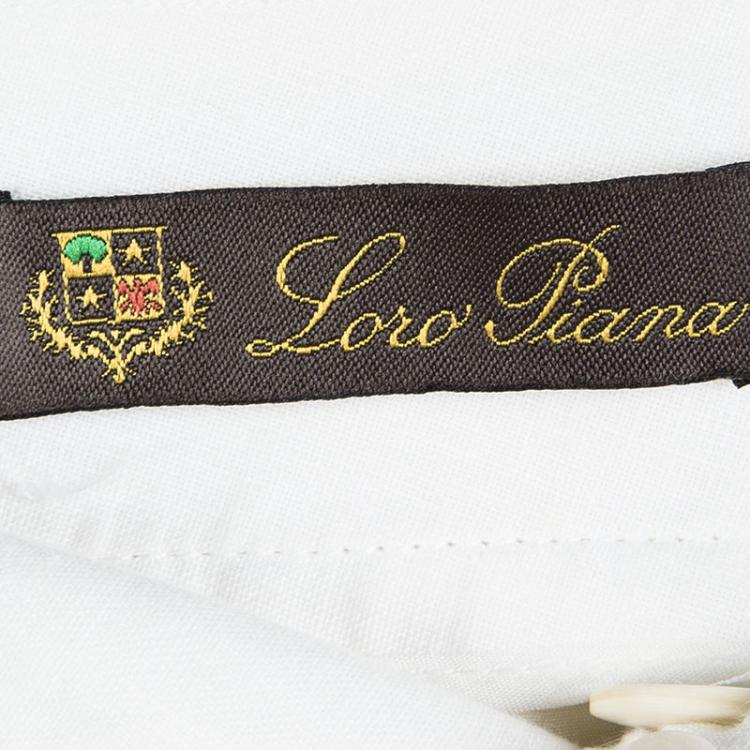 Pre Owned Loro Piana Off White Linen Wide Leg Pants L