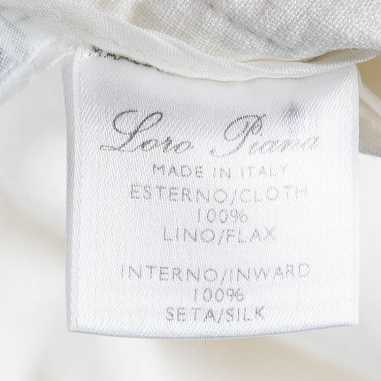 Pre Owned Loro Piana Off White Linen Wide Leg Pants L