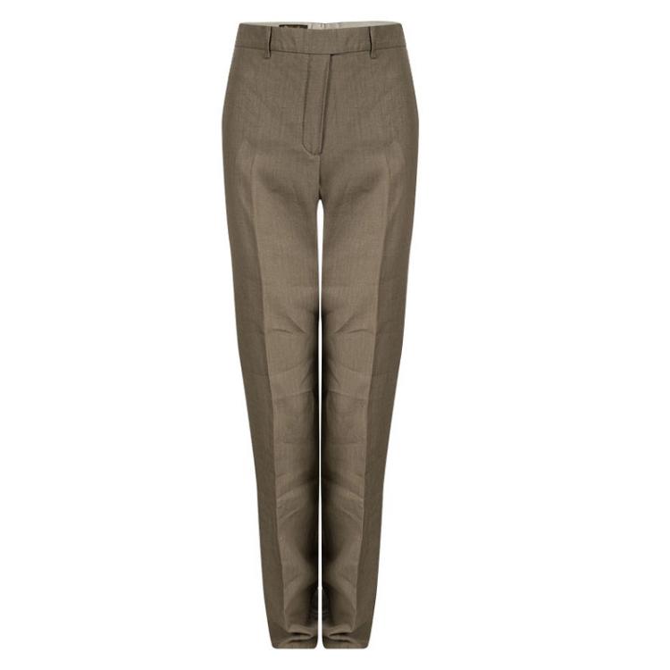 Pre Owned Loro Piana Brown Linen Straight Fit Trousers M