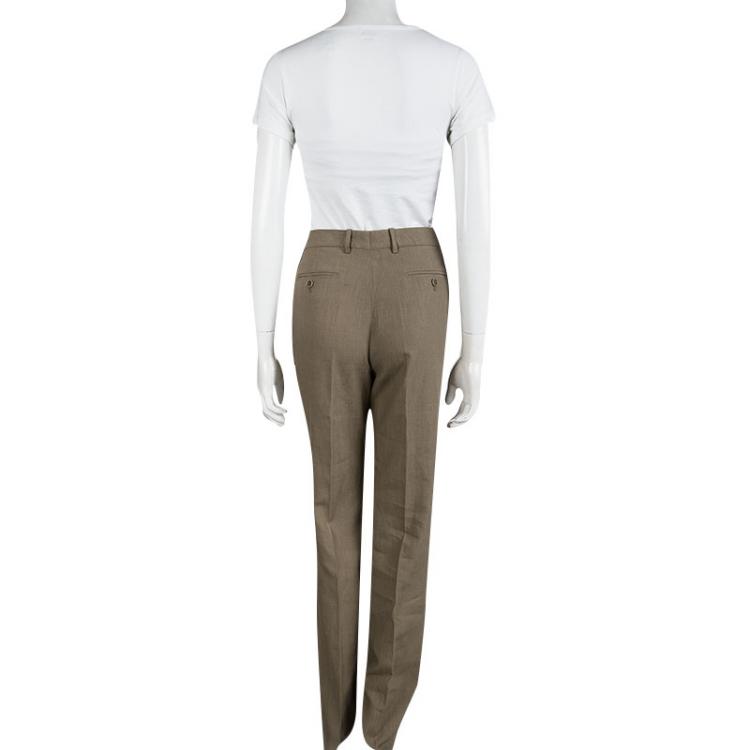 Pre Owned Loro Piana Brown Linen Straight Fit Trousers M