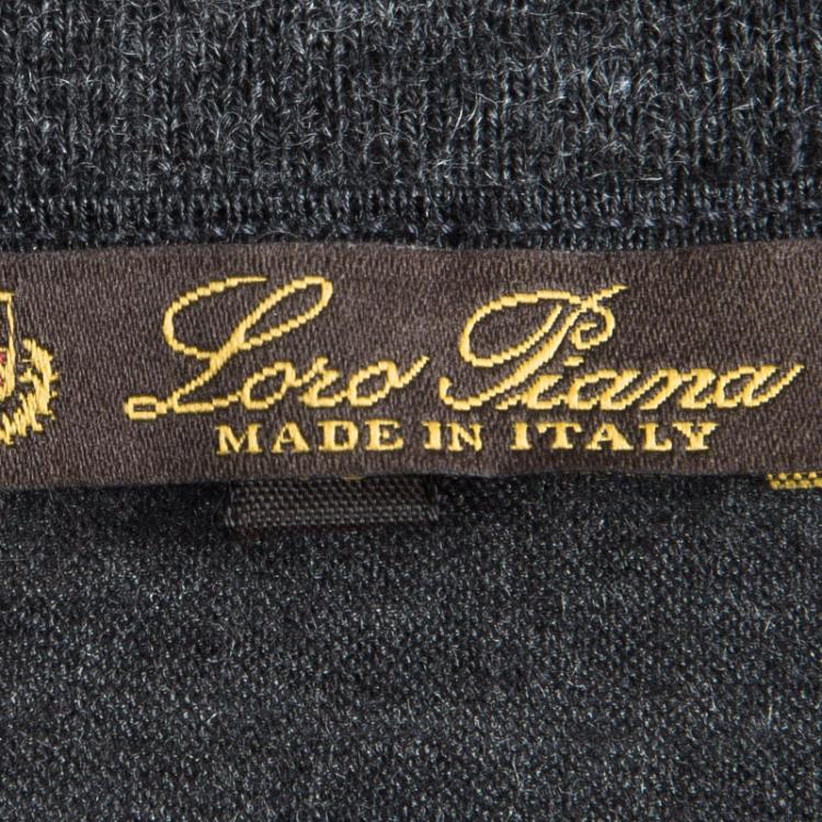مملوكة مسبقًا Loro Piana Grey Cashmere Slub Knit Long Sleeve Top S