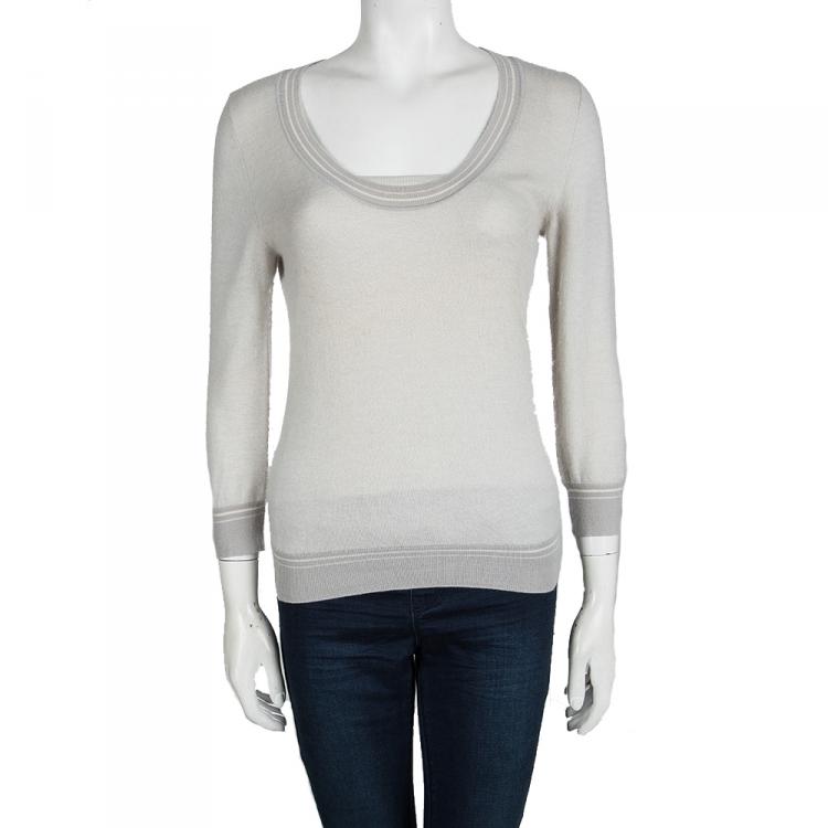 Pre Owned Loro Piana Cashmere Grey Long Sleeve Sweater M