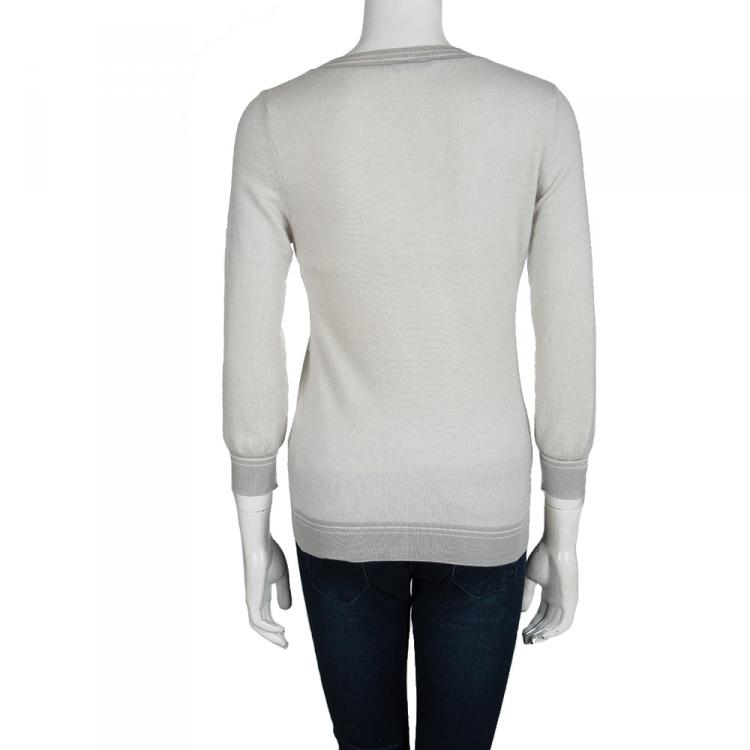Pre Owned Loro Piana Cashmere Grey Long Sleeve Sweater M