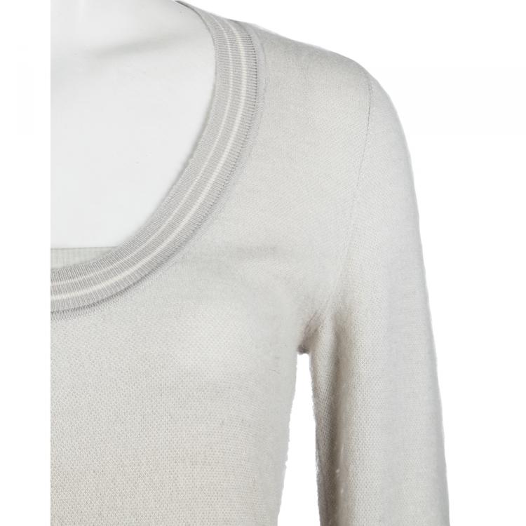 Pre Owned Loro Piana Cashmere Grey Long Sleeve Sweater M