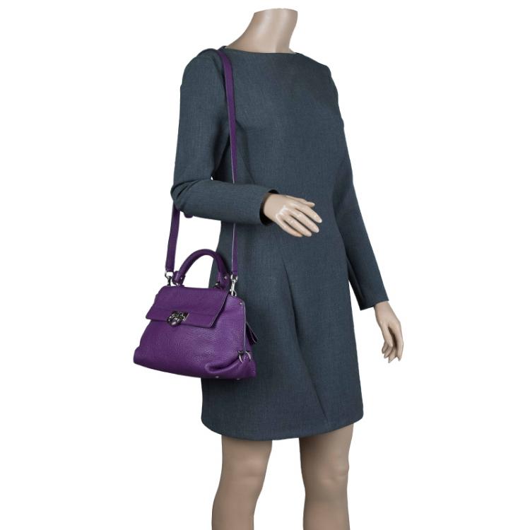 Pre Owned Salvatore Ferragamo Purple Leather Sofia Top Handle Bag