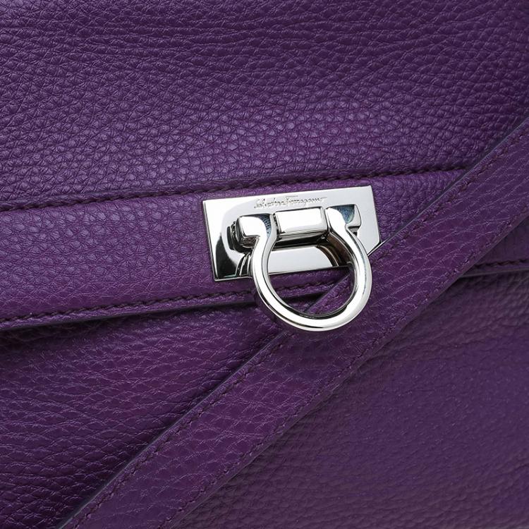 Pre Owned Salvatore Ferragamo Purple Leather Sofia Top Handle Bag