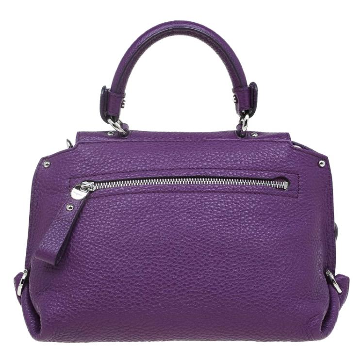 Pre Owned Salvatore Ferragamo Purple Leather Sofia Top Handle Bag