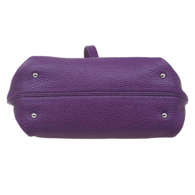 Pre Owned Salvatore Ferragamo Purple Leather Sofia Top Handle Bag