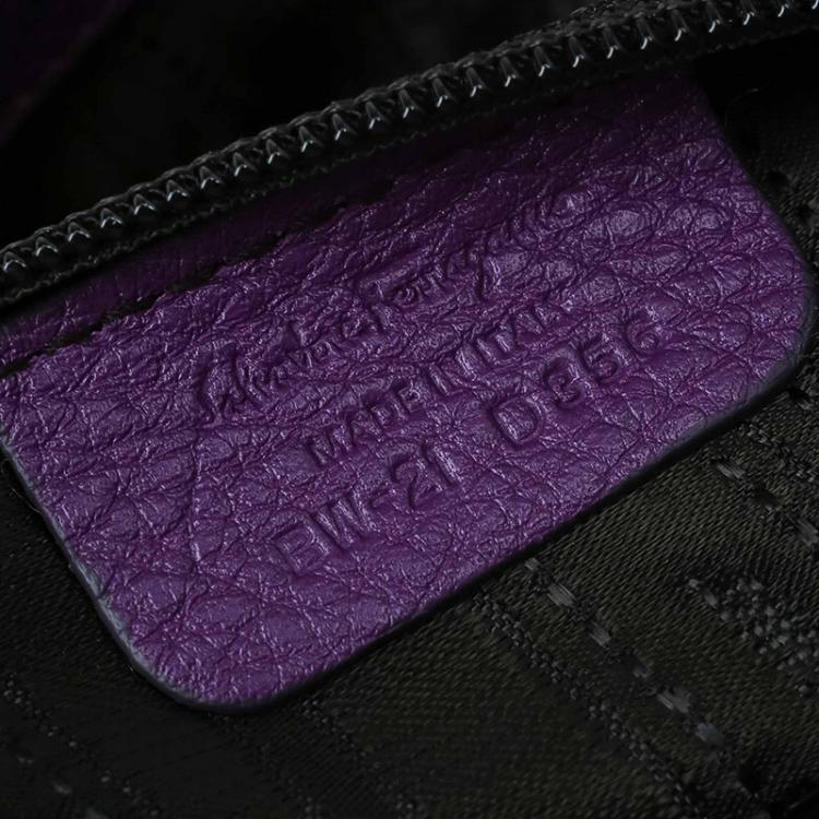 Pre Owned Salvatore Ferragamo Purple Leather Sofia Top Handle Bag