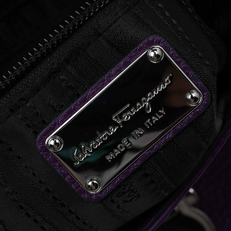Pre Owned Salvatore Ferragamo Purple Leather Sofia Top Handle Bag