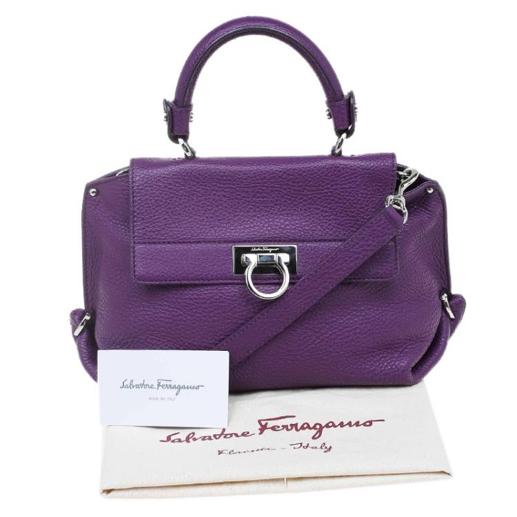 Pre Owned Salvatore Ferragamo Purple Leather Sofia Top Handle Bag
