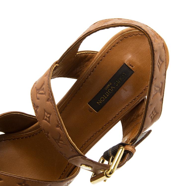 Louis Vuitton Tan Monogram Idylle Leather Formentra Espadrille Wedge 